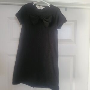 H&M GIRLS Black Sparkle DRESS W. BOW ACCENT - SZ 4 6x/7